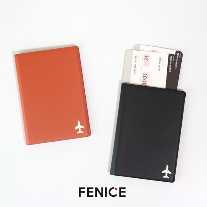 Fenice Plain Simple Passport Cover Holder Wallet Case for Travel Essential RFID Blocking Vegan Leather Waterproof (GREY)