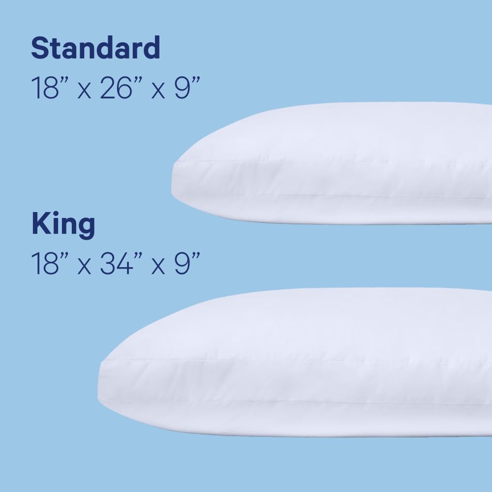 Casper Sleep Original Pillow 2-Pack, King Size – Medium Soft Feel, Down-Alternative Fill, Supports Side, Back & Stomach Sleepers, Neck Pain Relief, Machine Washable