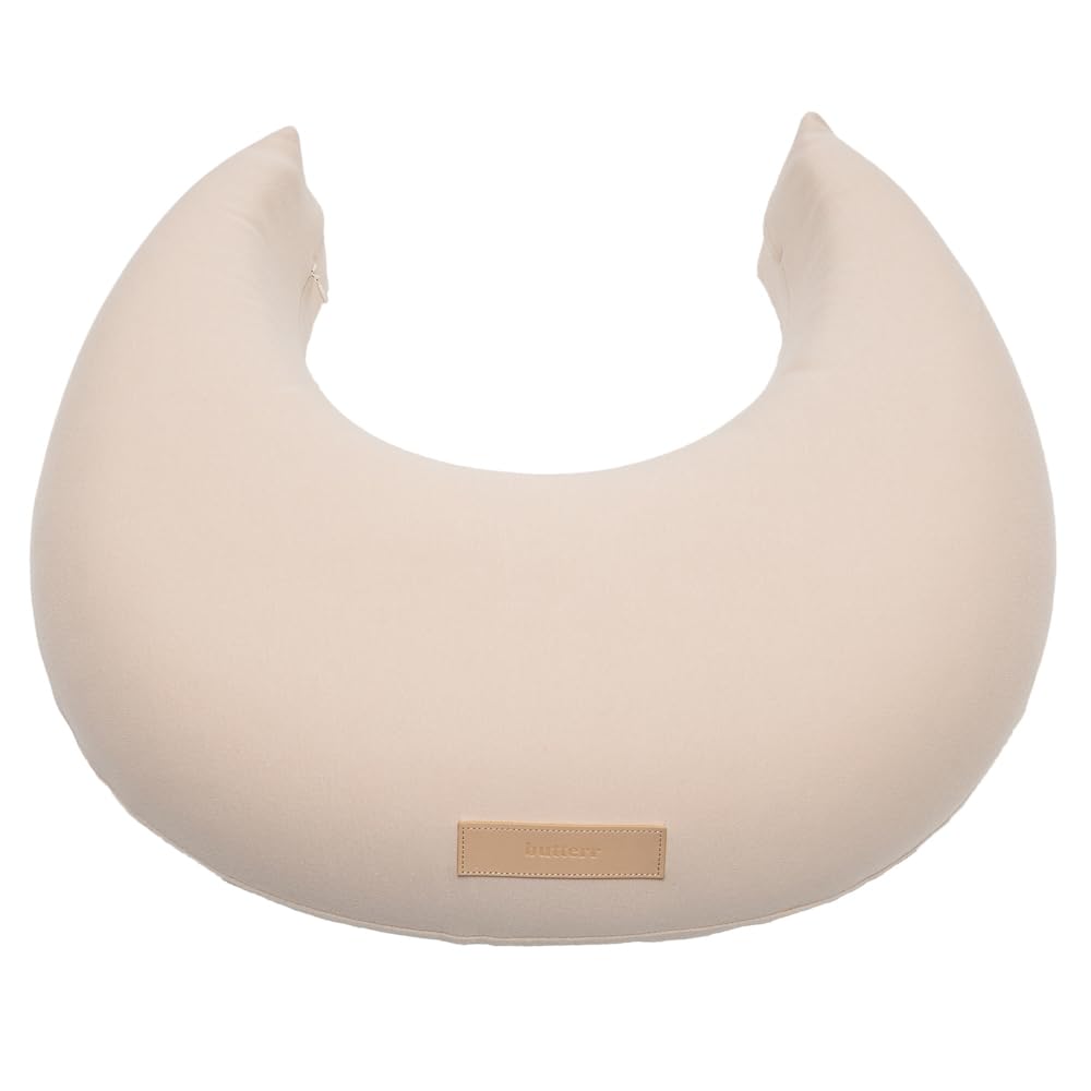 Butterr Natural Breastfeeding Pillow, Nursing and Posture Support, Plant Based Cushion with Organic Cotton Removable Cover (Natural)