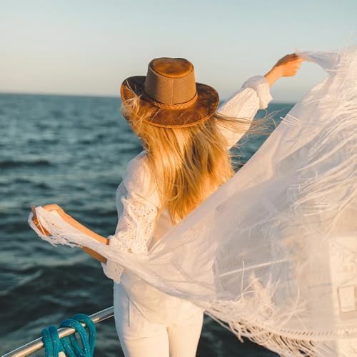 American Hat Makers Breeze Leather & Mesh Sun Hat | Wide Brim, UPF50, Breathable & Adjustable | Perfect for Outdoors