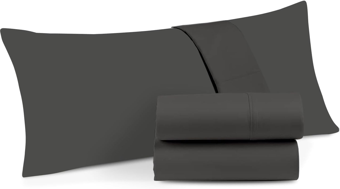 The Sky Bedding Body Pillow Cover – 500 Thread Count Egyptian Cotton Long Pillowcase with Hidden Zipper Closure – Soft, Breathable & Durable Body Pillow Protector (Dark Grey, 20x54 Inch)