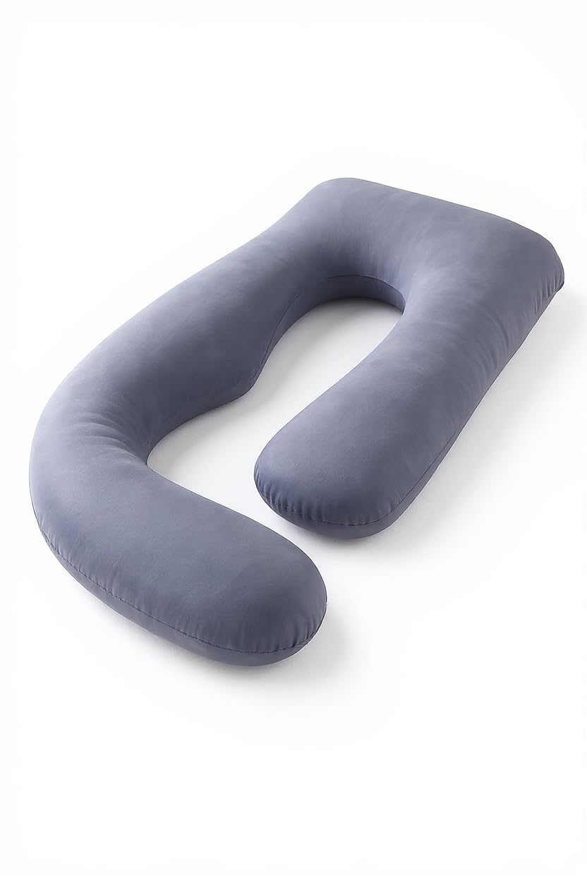 U-Shaped Pregnancy Pillow 57-inch Full Body Maternity Pillow for Sleeping, Back, Hip & Belly Support – Grey Pillow with Removable Washable Cover for Side Sleepers