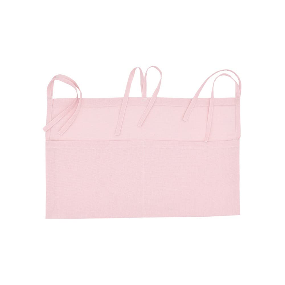 YeeMan Linen Baby Bedside Hanging Storage Bag,2 Pockets Organizer for Baby Cribs and Toys (Light Pink)