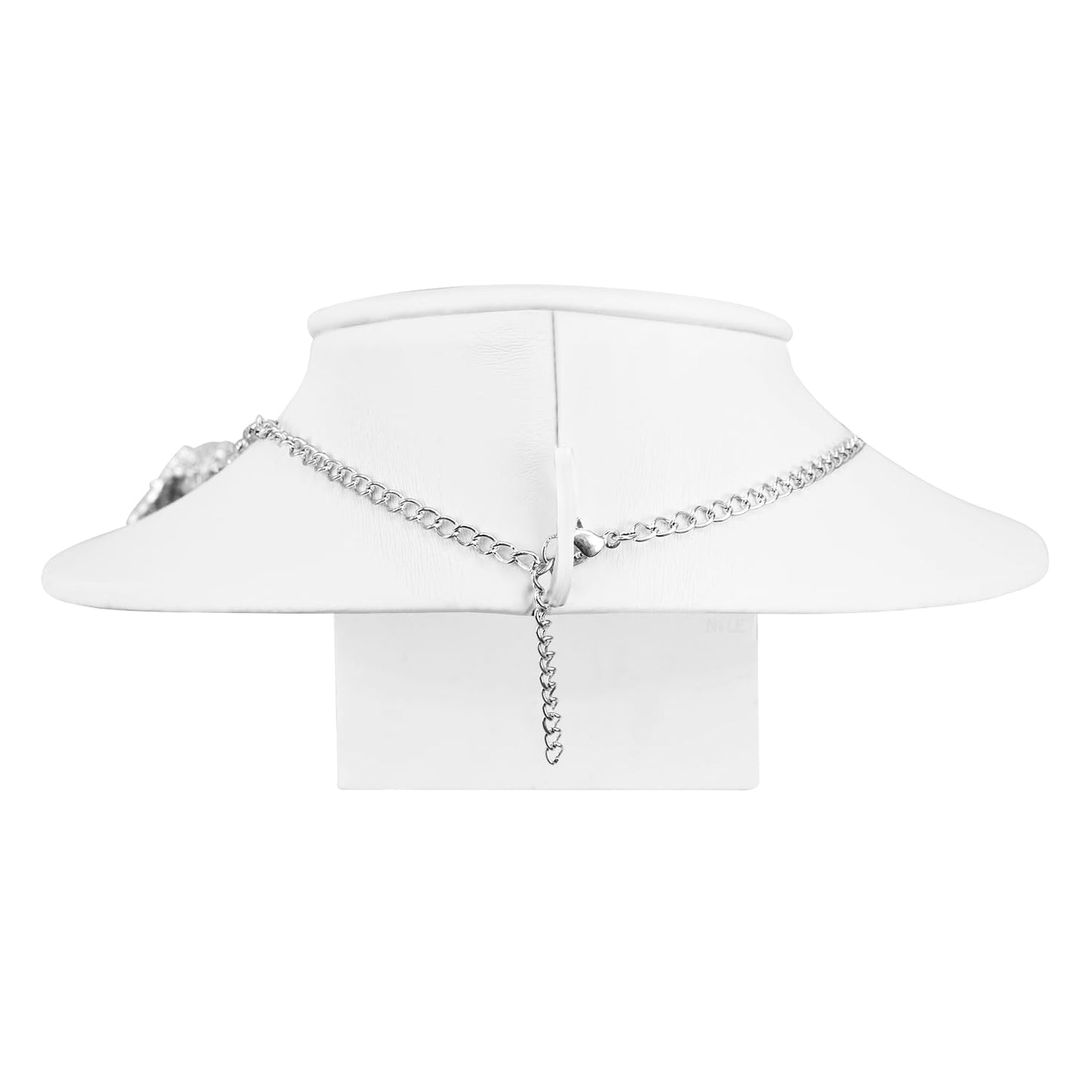 MOOCA Premium Faux Leather Necklace Lay Down Display Stands - Set of 2, Elegant Jewelry Holder, Stand, and Organizer for Necklaces, White Color