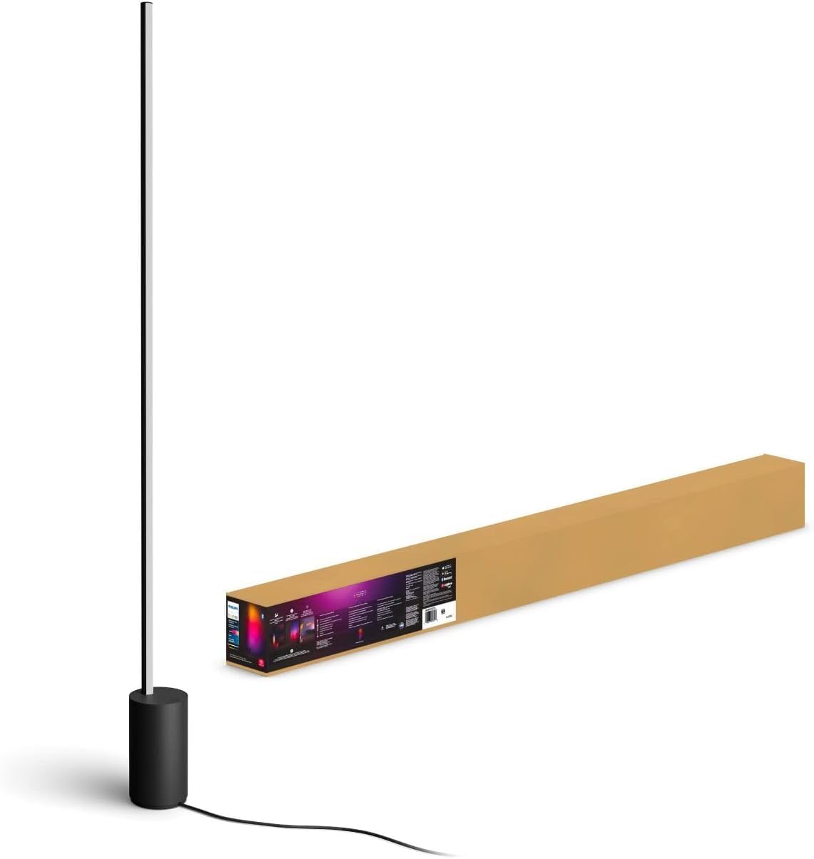 Philips Hue RGB Gradient Signe LED Smart Floor Lamp - Pack of 1 - Indoor - Flowing Multicolor Effect - Control with Voice or App - Compatible with Alexa, Apple HomeKit and Google Assistant - Black