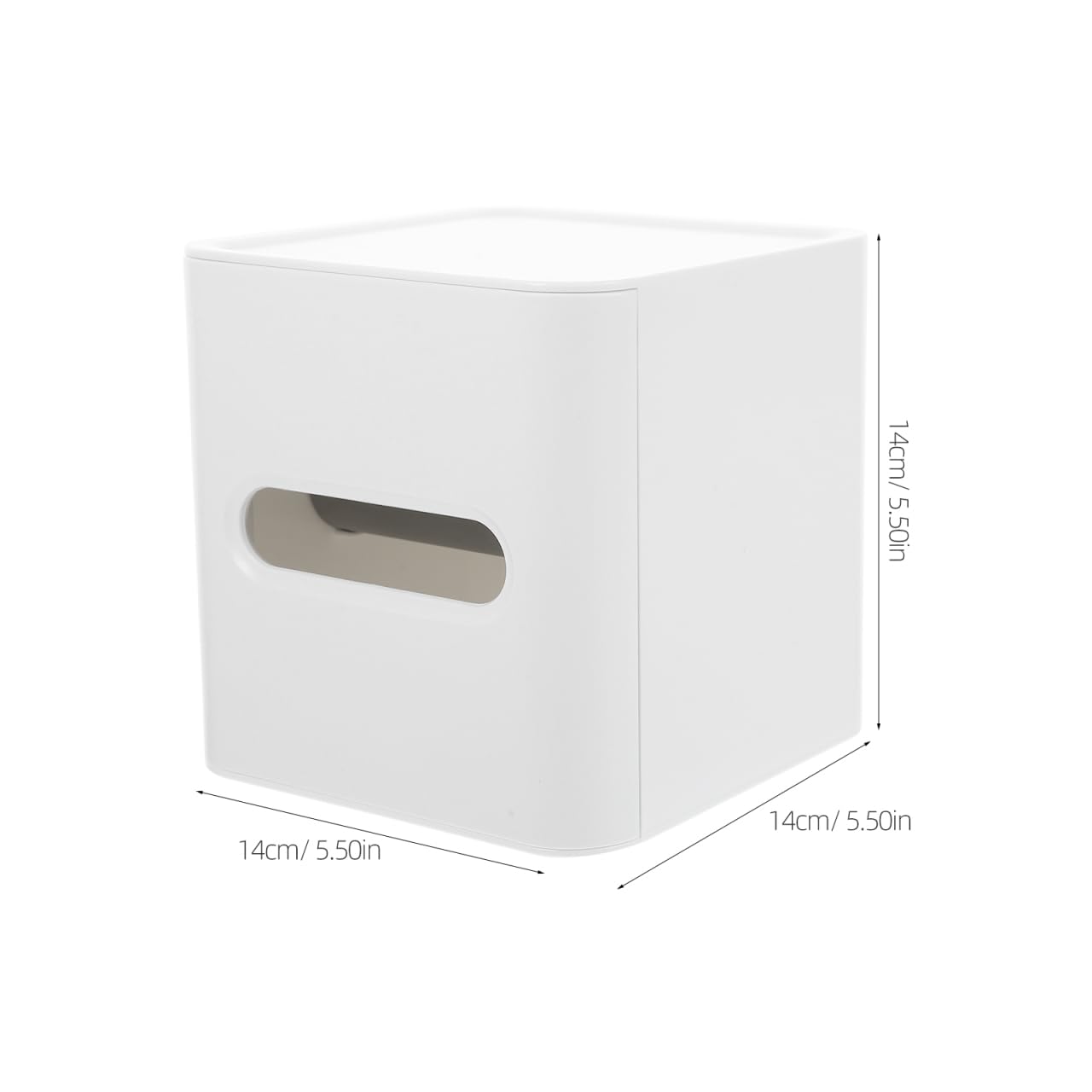 Kichvoe Square Plastic Tissue Box Cover with Tray Multifunction Roll Paper Holder for Bathroom and Office Compact 5.51X5.51X5.51In Cube Tissue Storage Organizer
