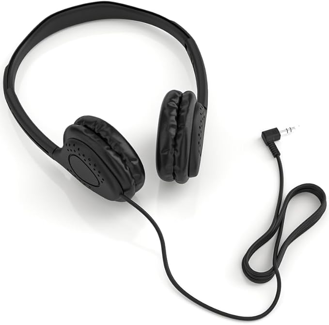 Maeline Kids Headphones for School Classroom K-12, Library, Museum, Travel, On Ear Stereo Headset with Adjustable Band & Faux Leather Cushions - 3.5mm Plug - 200 Pack - Black