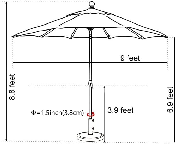 EliteShade USA 10-Year-Non-Fading 9Ft Market Umbrella Patio Umbrella Outdoor Table Umbrella with Ventilation, Heather Beige