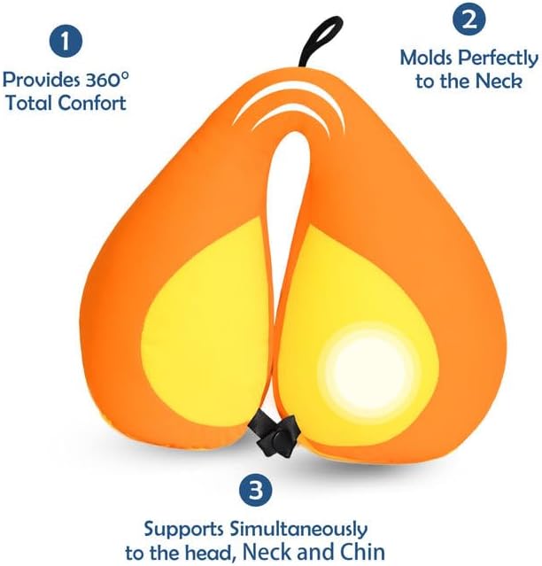 MOOB Kids Neck Pillows for Travel U-Shape Headrest Air Cushion Child Car Seat Head Support Traveling Gifts for Toddler & Children Car Seat Head Support Toddler Pillows Yellow