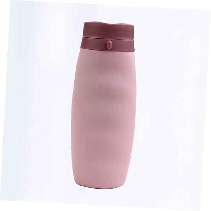 Foldable Silicone Sports Water Bottle Portable Collapsible Outdoor Drinking Cup for Hiking Camping Cycling Pink