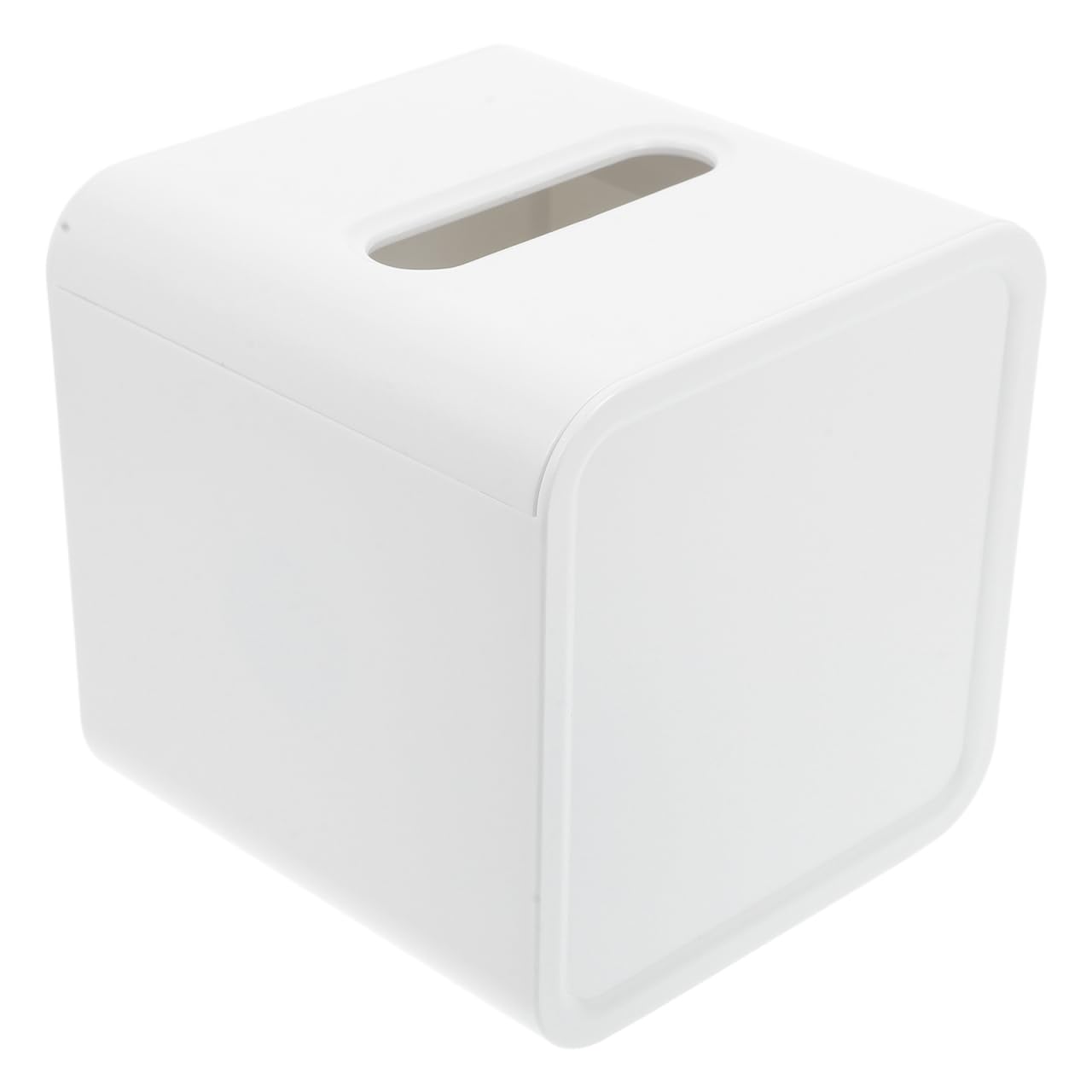 Kichvoe Square Plastic Tissue Box Cover with Tray Multifunction Roll Paper Holder for Bathroom and Office Compact 5.51X5.51X5.51In Cube Tissue Storage Organizer