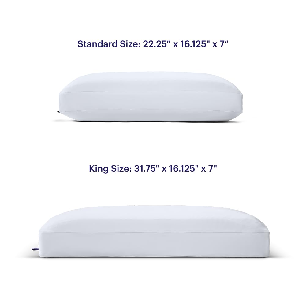 Purple DreamLayer Pillow - King Size - Cooling Memory Foam Alternative Neck Pillow, Soft Contour-Hugging GelFlex Grid and MicroAir Foam, Adjustable Loft, Pressure-Relieving Support