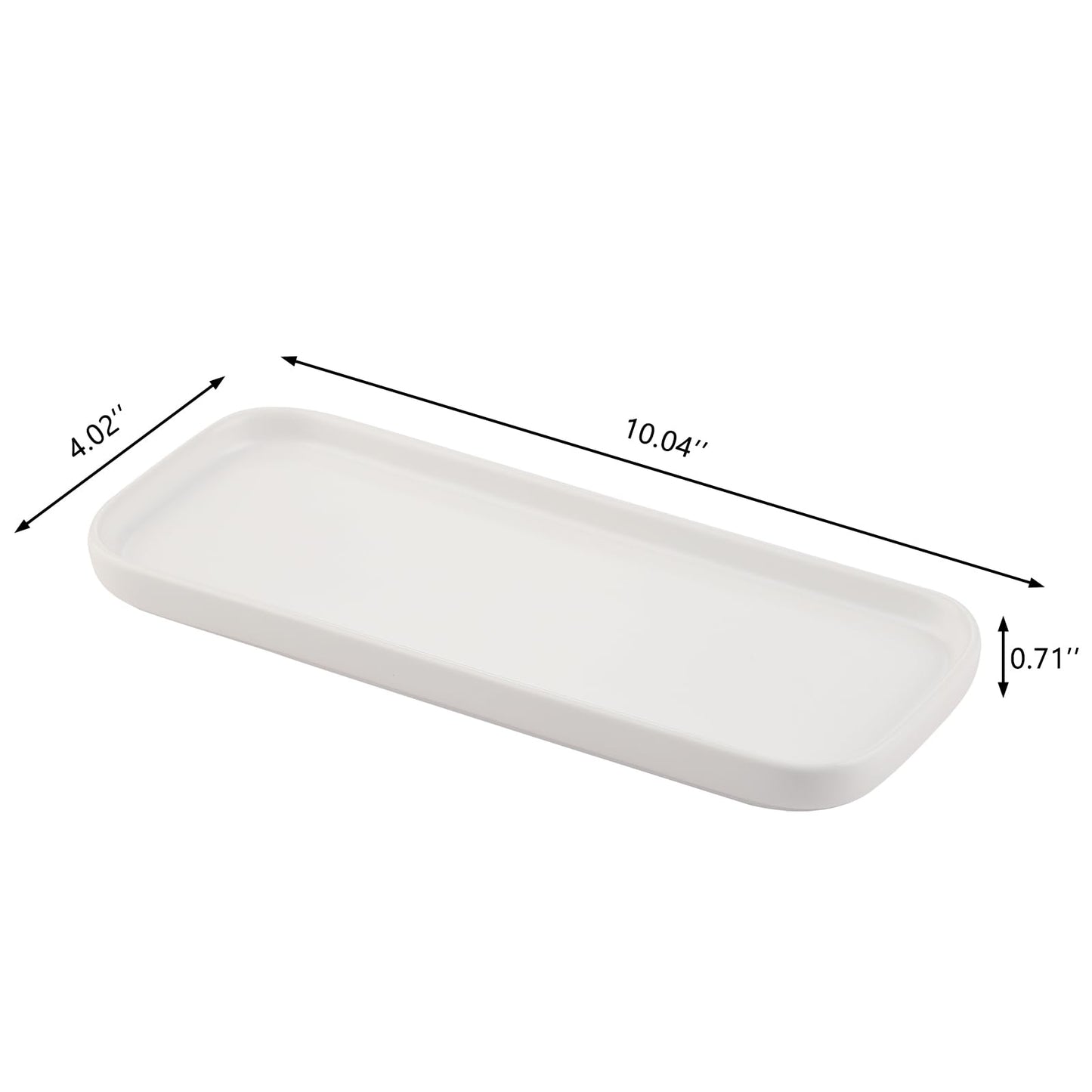 VanEnjoy Ceramic Tray for Kitchen Counter, White Vanity Tray for Bathroom Counter, Long Narrow Tray for Soap Bottles