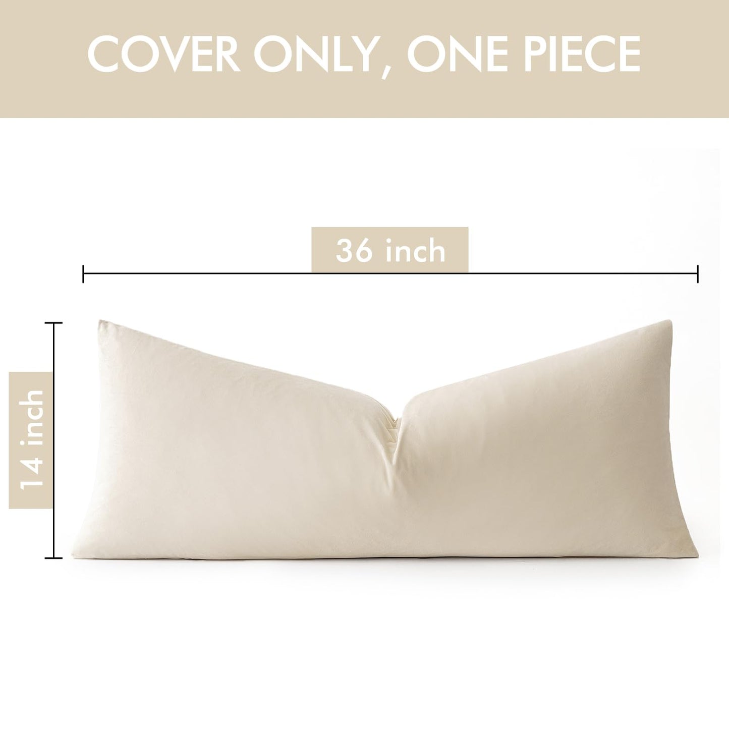 MIULEE Velvet Pillow Cover Soft Luxury Decorative Throw Pillow Cover Single Rectangle Long Body Lumbar Cushion Case for Couch Sofa Bedroom Car Decor,14x36 Inch Cream White