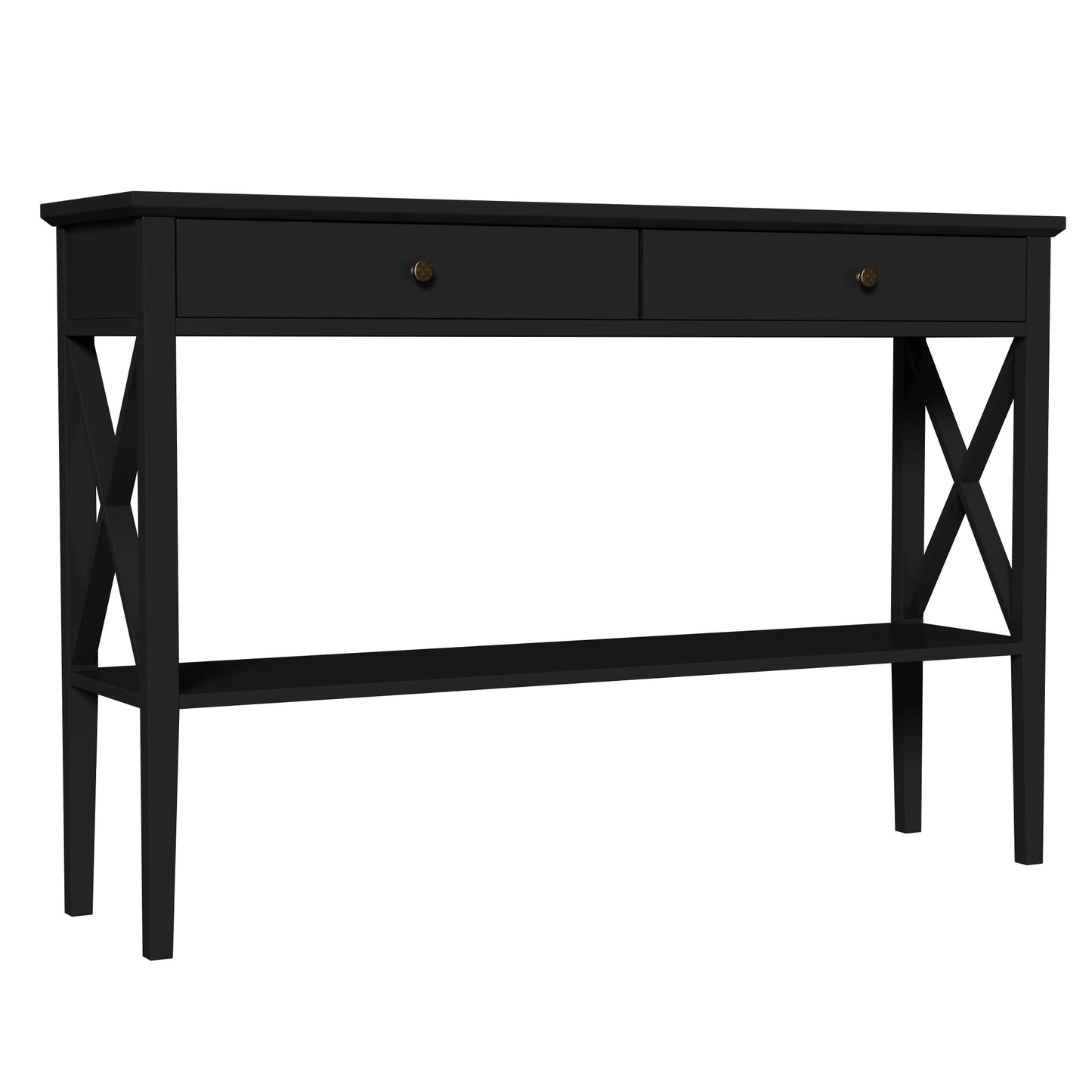 ChooChoo 47" Console Table with Drawers, Narrow Wood Accent Sofa Table Entryway Table with Storage Shelf for Entryway, Front Hall, Hallway, Living Room, Black