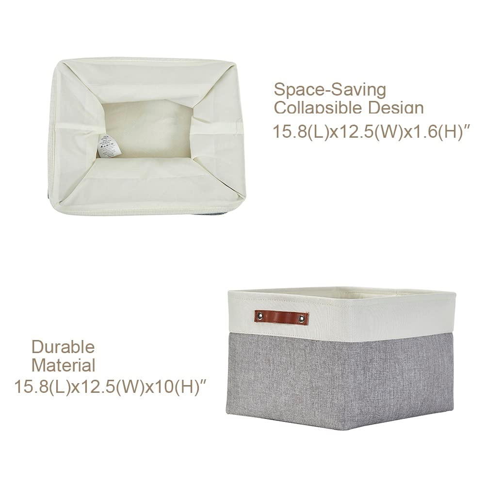 DECOMOMO Storage Bins, Extra Large Fabric Storage Baskets for Shelves, Decorative Linen Closet Organizer, 15.8 x 12.5 x 10 inches (Grey & White, 3 Pack)