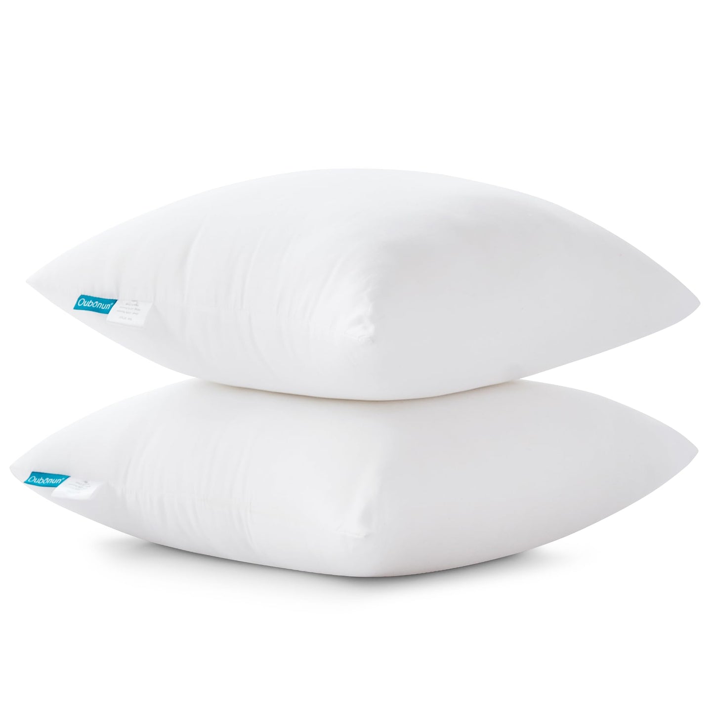 Oubonun 18 x 18 Throw Pillow Inserts - Soft, Plush & Decorative Down Alternative Pillows for Couch Sofa Bed, Machine Washable - White, Pack of 2