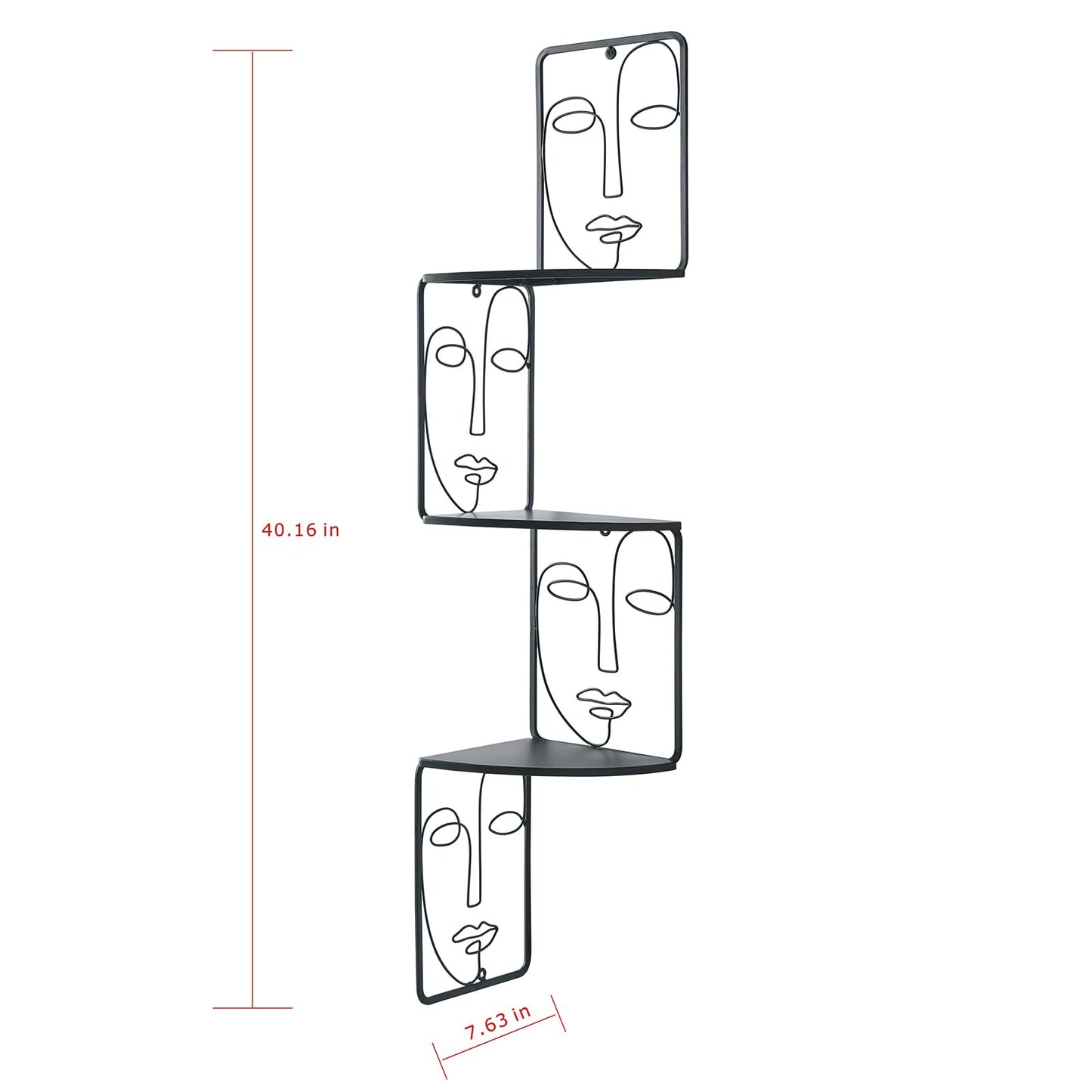 Corner Shelf, Wall Mounted Face Sculpture Display Shelf with Philosophical Art Design for Living Room Decor, Wall Corner Bookshelf Multi Unit Organizer, Tall Shelf Plant Stand for Bedroom, Bathroom