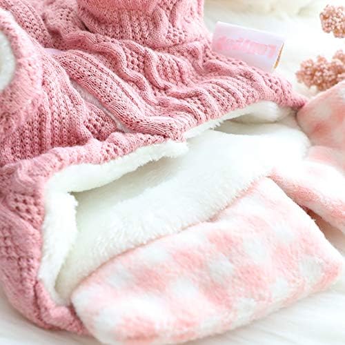 Dog Princess Sweater for Small Dogs Thick Shirt Plaid Clothes Costume Pet Girl Cute Coat Outfits Fall Costumes Winter Dog Sweaters (XL,Pink)