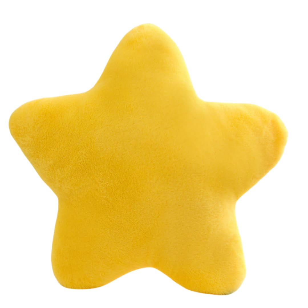 damdos 20" Soft Faux Rabbit Fur Star Throw Pillows, Decorative Star Shaped Throw Pillow Sofa Bed, Star Plush Floor Cushion Room Decor Pillow Bedroom Living Room (Yellow)