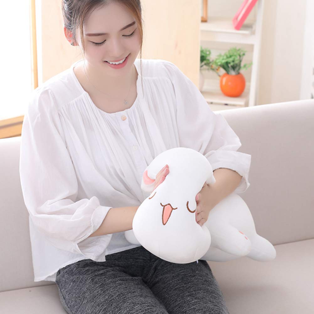 Jensquaify Cat Stuffed Animals, Soft Cat Plush Pillow Kawaii Kitten Stuffed Animal Toy Gifts for Kids (White Squint Eyes, 13.7")