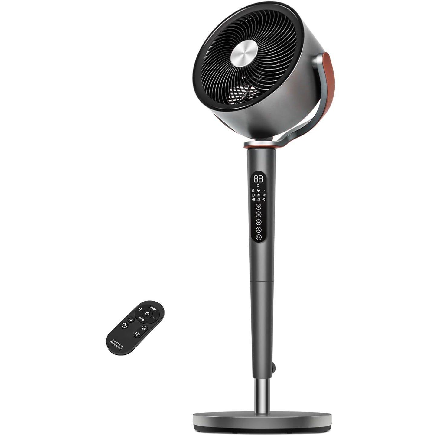 hykolity Large Fan for Bedroom, 120° Oscillating Standing Fan, 85ft Air Circulator With Remote, DC Motor Quiet Floor Fans, 90° Manual Vertical, 12 Speeds, 5 Modes, 12H Timer