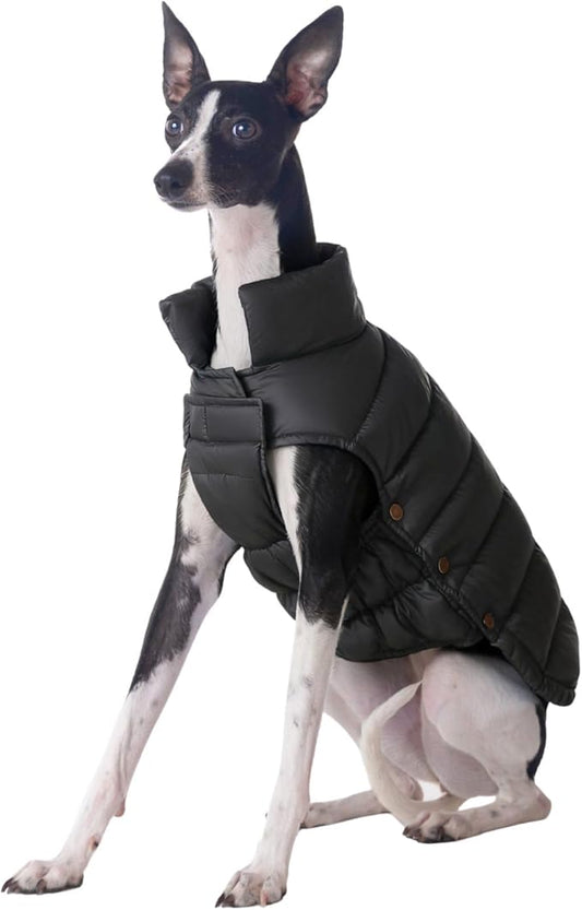 SPACE LION Dog Puffer Jacket, Down Winter Coat, Durable Outdoor Coat for Cold and Windy Conditions, Lightweight & Adjustable Fit Coats for Large Dogs,(Onyx Black, Size30/5XL)