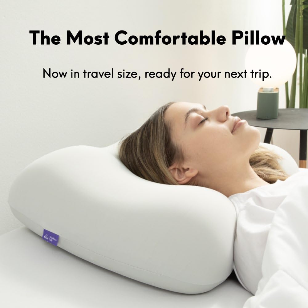 Cushion Lab Travel Deep Sleep Pillow – Compact Memory Foam Neck Pillow for Sleeping, Portable Pillow for Hotels, Camping, Side & Back Sleepers, On-the-Go – Spark
