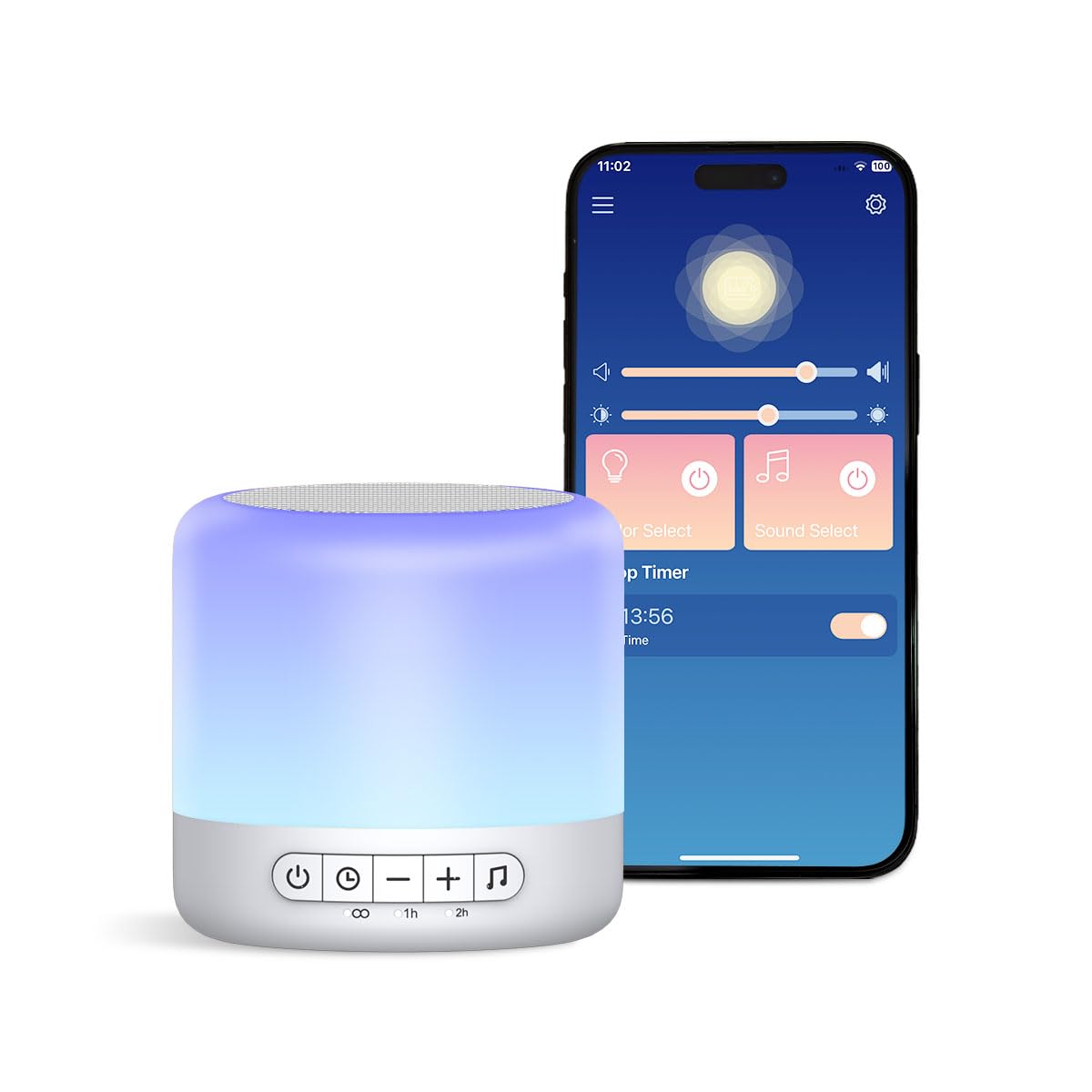 Easysleep Optical Lamps Sound Machine Baby White Noise Machine for Sleeping with 30 Soothing Sounds 12 Night Light,Timers, App Remote Control,Night Light Sleep Machine for Nursery Kid