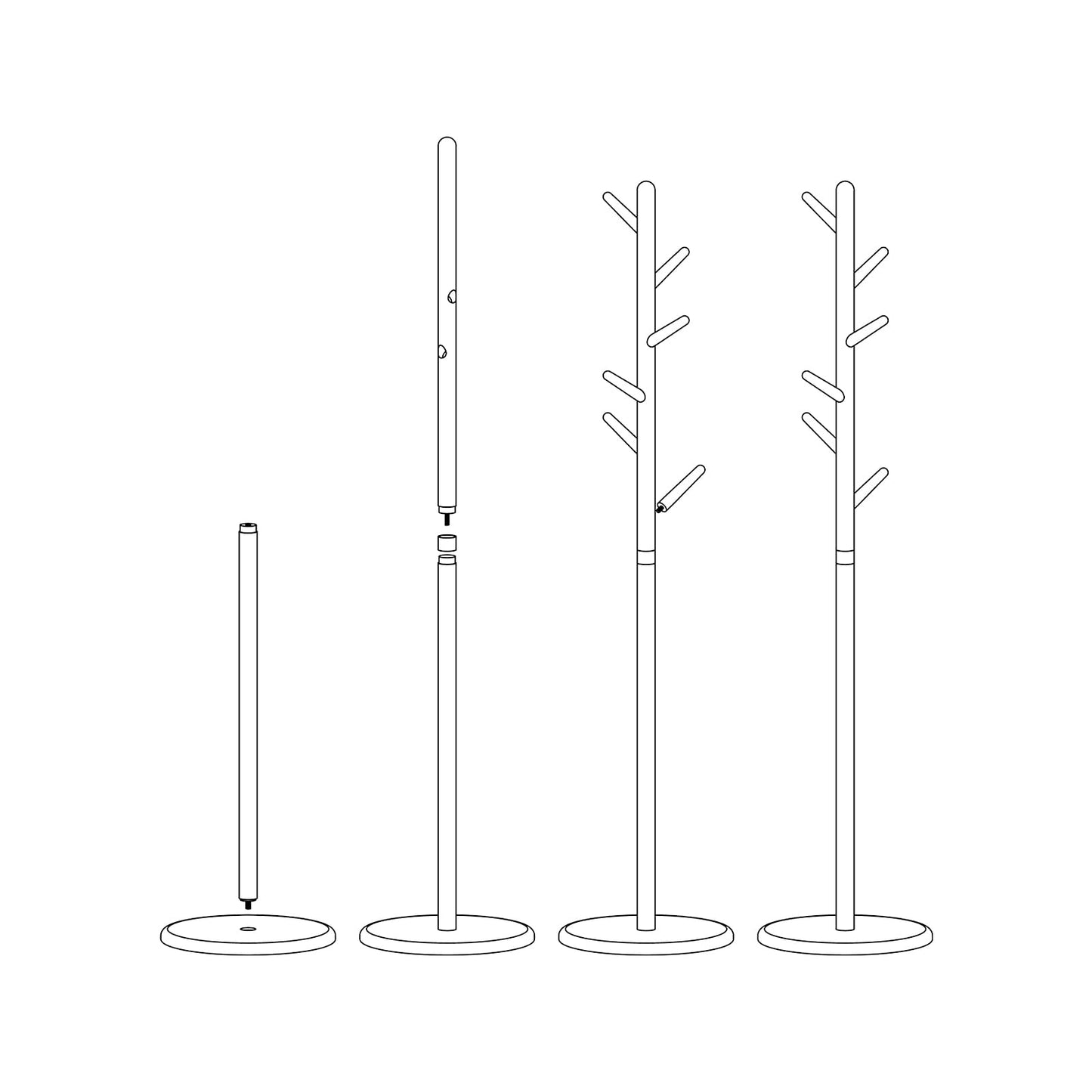 Homruilink Coat Rack, Solid Wood Coat Rack Freestanding with 6 Hooks, Wooden Coat Tree Freestanding for Hats, Handbags, Coat Stand for Entryway, Bedroom, Hallway - Fathers Day Gift for Dad (Walnut)