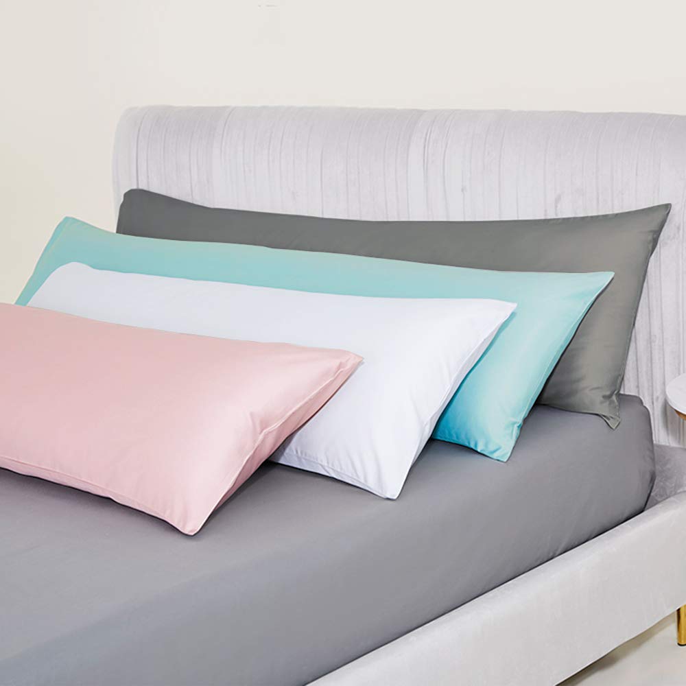 NTBAY Egyptian Cotton Body Pillowcase - 500 Thread Count Cotton Body Pillow Cover - Soft and Breathable Envelope Closure Body Pillowcase for Adults, 20x54 Inches, Charcoal Grey