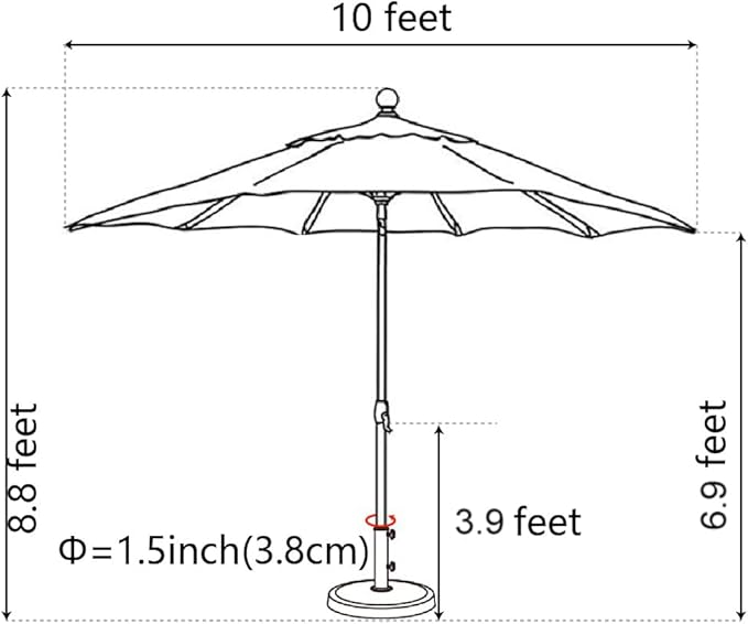 EliteShade USA 10-Year-Non-Fading 10Ft Market Umbrella Patio Umbrella Outdoor Table Umbrella with Ventilation, Natural