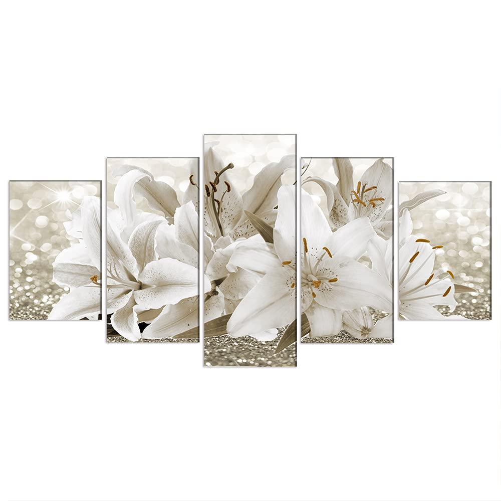 LUDUHU Arts Modern Flower Theme Wall Art - Abstract Orchid Canvas Wall Decor Flower Abstract Painting Still Life Canvas Wall Art for Home Decor (I,Oversize 40x20inch)