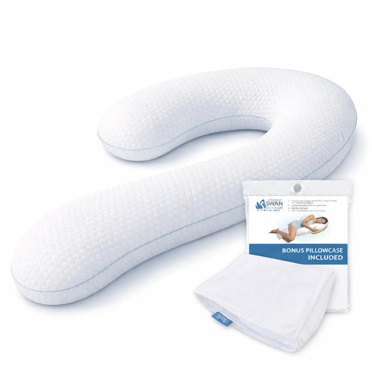 Contour Cool XL Swan Shaped Side Sleeper Pillow | Orthopedic Body Pillow for Tall Sleepers | Cooling XL Pillow Pillow Case | Body Pillow for Back Pain - 1 Pack