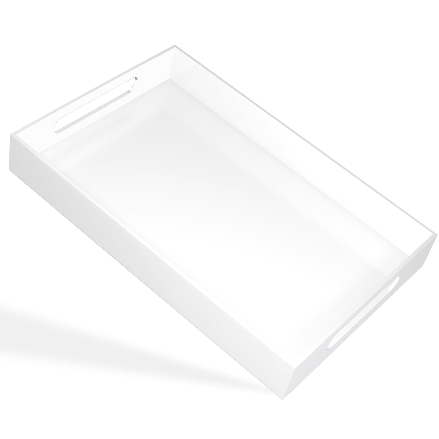 White Tray 16×12" with Cut Handles - Spill Proof Decorative Tray is an Ideal Countertop Organizer for Living Rooms, Ottoman Coffee Tables, Offices, Kitchens & Serving Guests