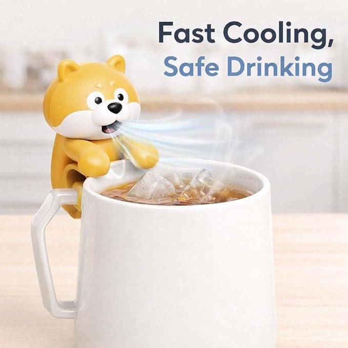 YTEDAK Mini Food Cooling Fan – Clip-On Fan for Hot Drinks, Cute Bear-Shaped Air-Blowing Cooling Tool, Reusable & Portable Hot Water Cooler for Home & Office