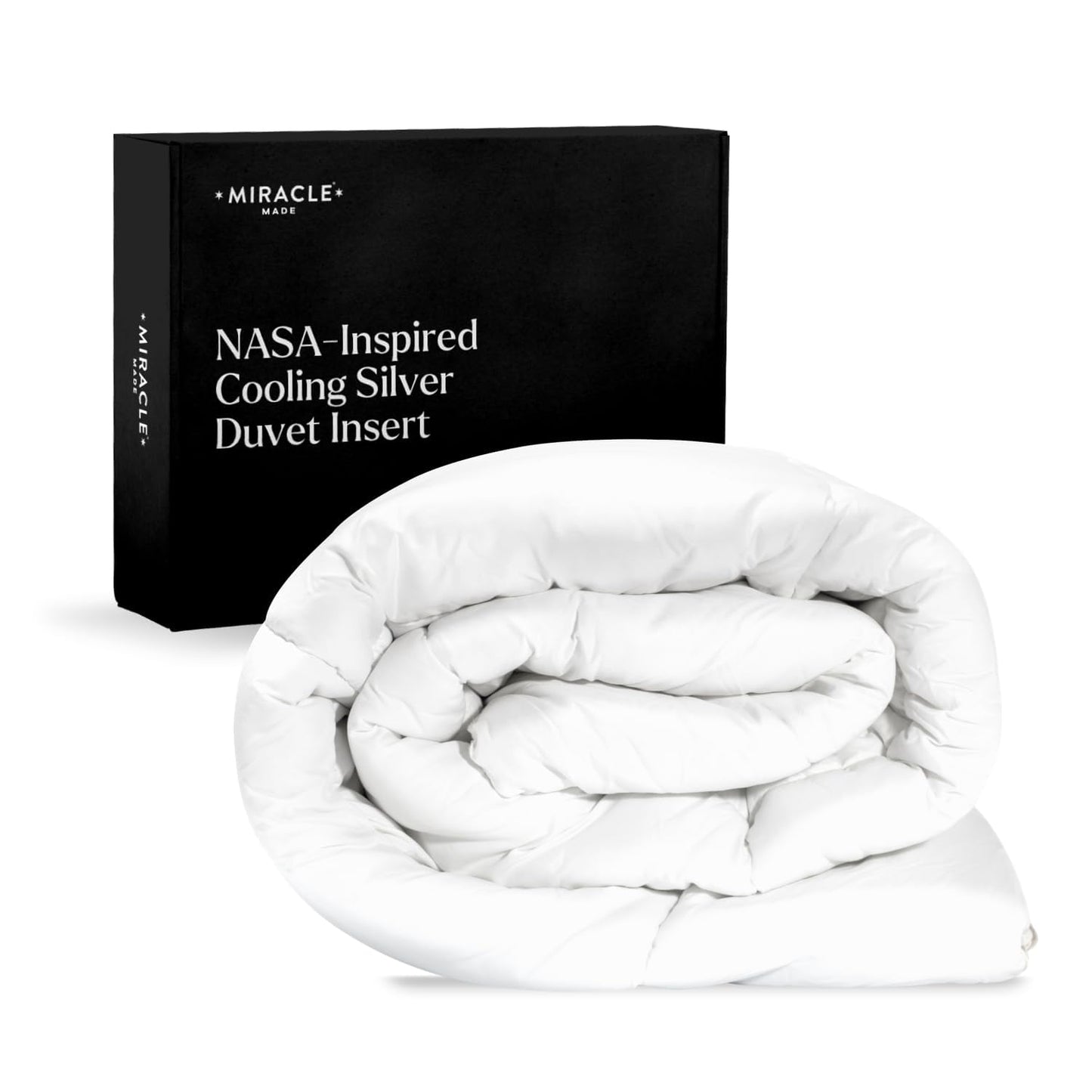 Miracle Made All-Season Duvet Insert Comforter – Silver-Treated Breathable Cotton Fabric, Pet Hair Resistant, Cool-to-The-Touch Bedding – Fits Full/Queen Bed Cover, White