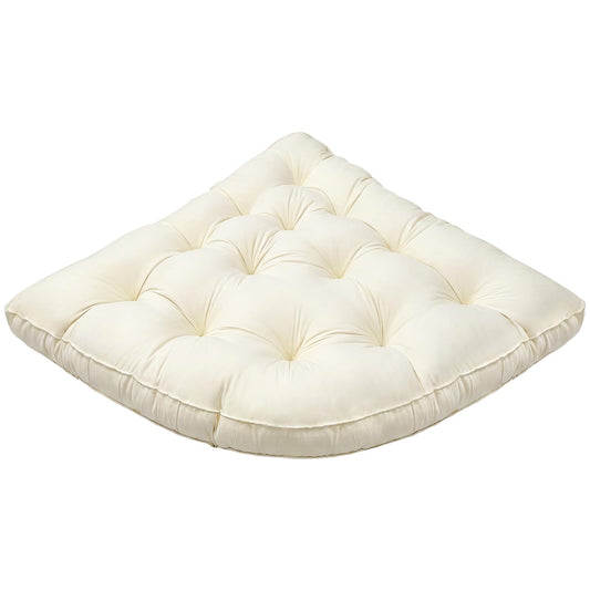 Yookeer Triangle Floor Pillow 100cm Cream Tufted Corner Floor Cushion Thickened Soft Window Seat Cushion Washable Meditation Mat for Living Room Bay Balcony Reading
