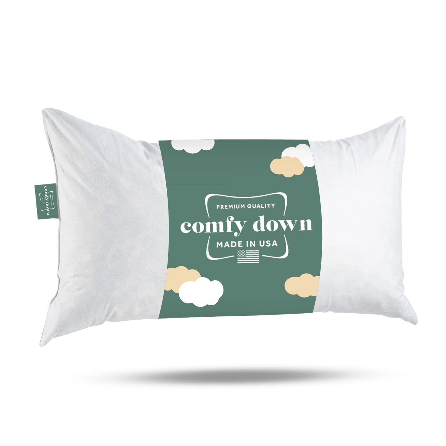 ComfyDown 14x22 Throw Pillow Insert, Down & Feather Fill, 100% Cotton Cover, Made in USA – Premium Soft Lumbar Decorative Pillow Form Sham Stuffer for Bed, Sofa & Couch