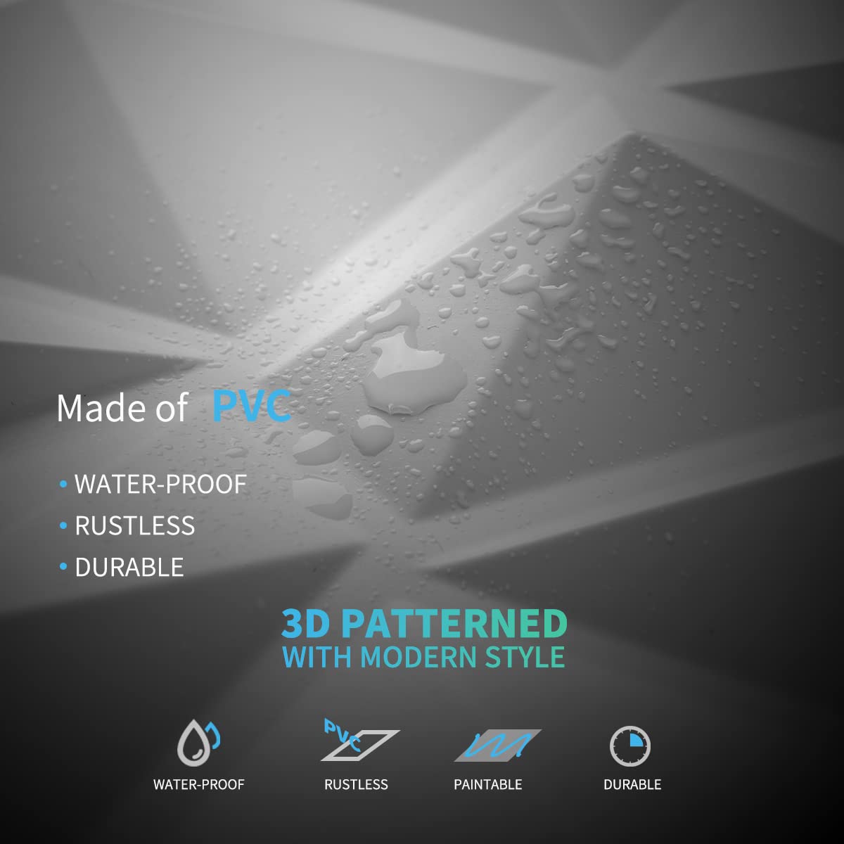 Art3d Decorative 3D Wall Panels in Diamond Design, 11.8"x11.8" Matt White (33 Pack)