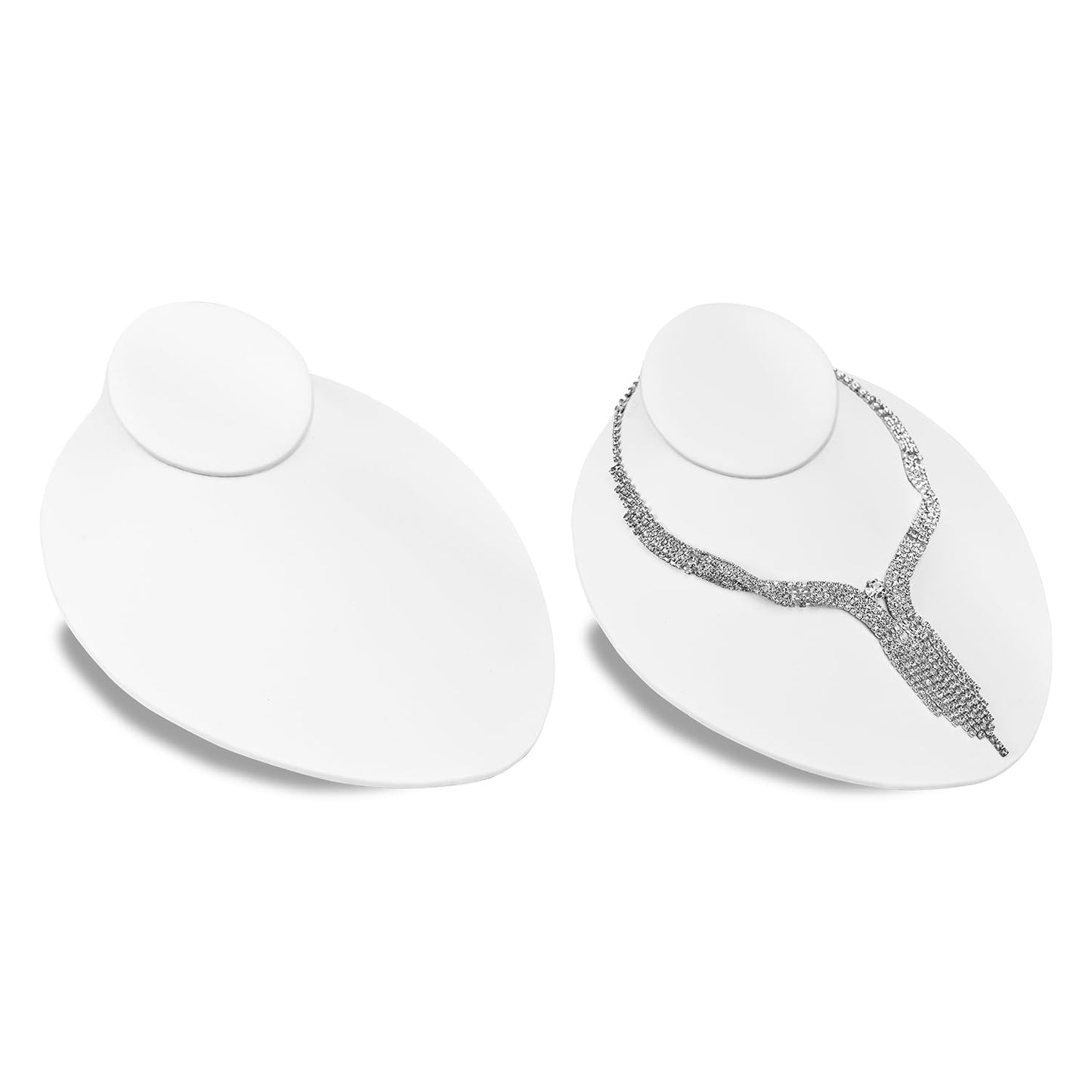 MOOCA Premium Faux Leather Necklace Lay Down Display Stands - Set of 2, Elegant Jewelry Holder, Stand, and Organizer for Necklaces, White Color
