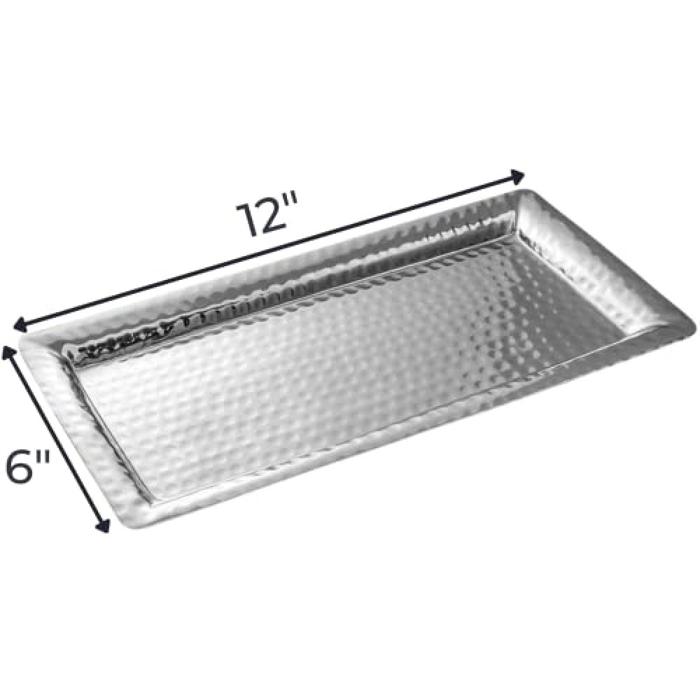 Monarch Abode Decorative Tray – 12-Inch Hand Hammered Nickel Finish Metal Bathroom Tray Countertop, Vanity Trays Organizer, Perfume Plate for Dresser, Kitchen Countertop Small Fruit Platter