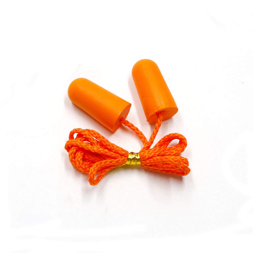 Foam Corded Ear Plugs 100 Pair - 32dB Noise Cancelling Shooting Hearing Protection for Noise Reduction Construction Work Safety Mowing Industrial - Disposable Ear Plugs with Cord Bulk