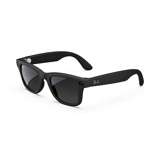 Ray-Ban Meta (Gen 1), Wayfarer, Matte Black | Smart AI Glasses for Men, Women - 12 MP Camera, Open-Ear Speakers, Video Recording, Bluetooth - Polarized Gradient Graphite Lenses - Wearable Technology
