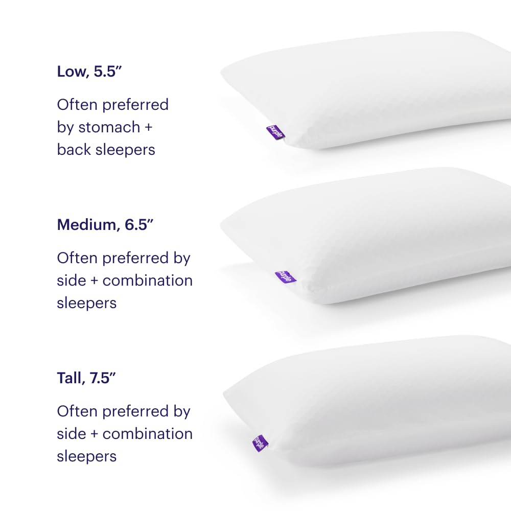Purple Harmony Pillow - Tall Loft, Standard Size - Cooling Gel Neck and Side Sleeper Pillow, Weightless Medium Feel, GelFlex Grid and Talalay Latex Foam for Pressure-Relieving Support