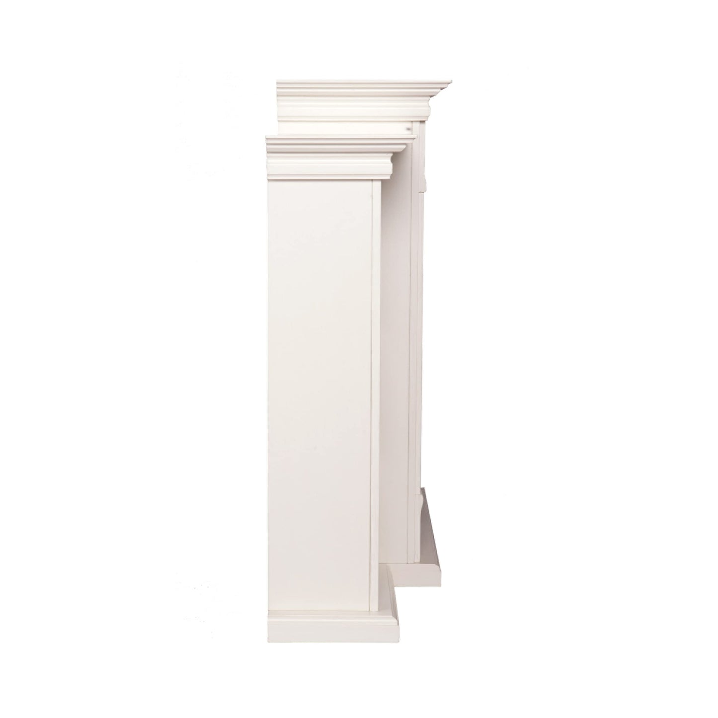 SEI Furniture - Tennyson Touch Screen Electric Fireplace with Book Shelves - Ivory - Transitional Design, Ivory Glass and Wood - Ideal for Living Room, Bedroom (FR8544)