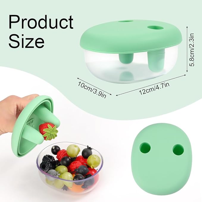 2-in-1 No-Mess Snack Container, Portable Food Storage Boxs, Reusable Snack Finger Box, Leak-Proof Silicone Lid Snacks Container, Keep Hands Clean, for Ideal for Travel, Office, Camping (Pink)