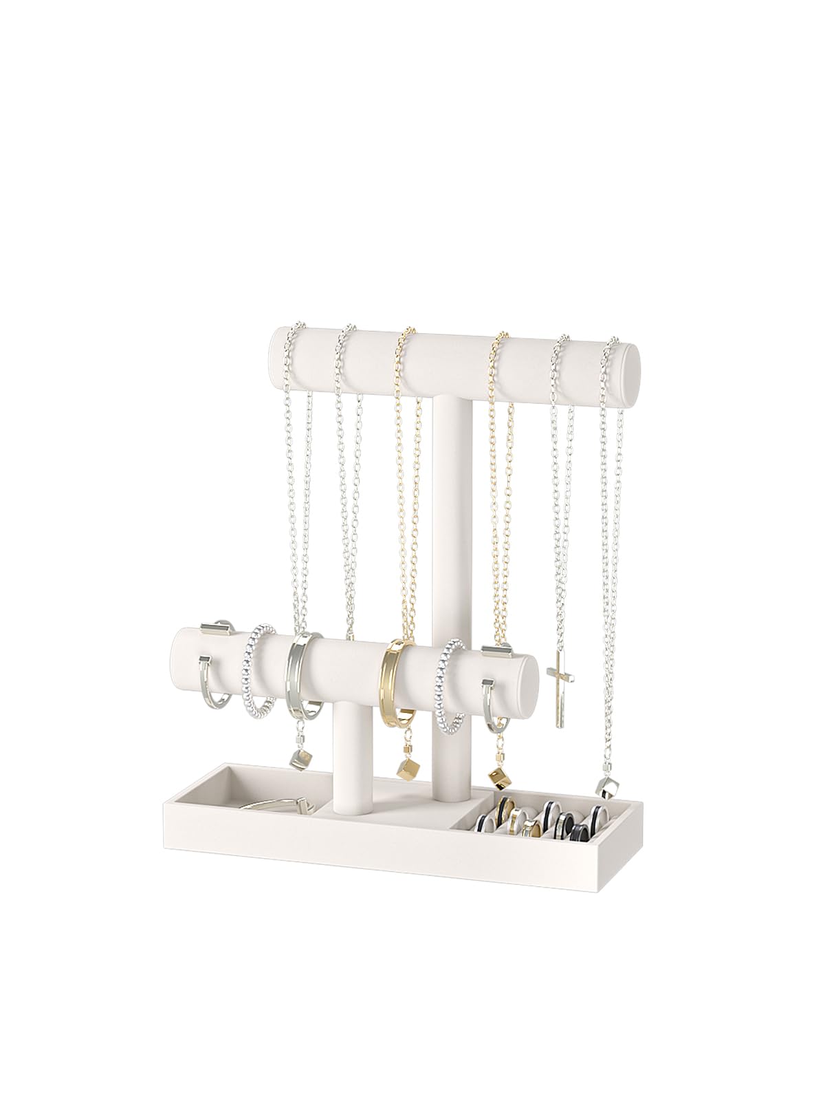 Ausalivan Bracelet and Necklace Holder,Velvet Jewelry Necklace Display Organizer Stand,bracelet Holder for Selling,Bracelet and Necklace Storage Tree (Style 2（Beige）)