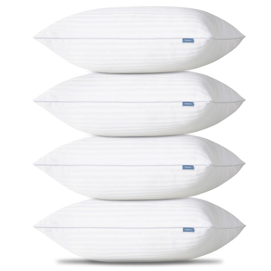 CozyLux Pillows Queen Size Set of 4, Oeko-TEX Certified Down Alternative Striped Bed Pillows for Sleeping, Hotel Style Soft Supportive Pillows for Side, Back and Stomach Sleepers, 18x28 Inches