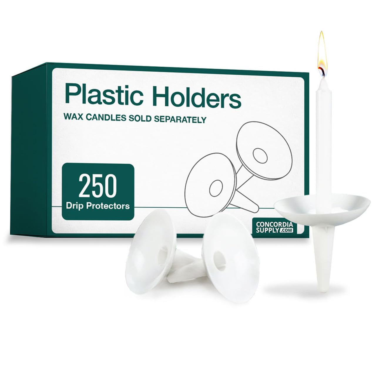 Concordia Supply Candlelight Service Reusable Plastic Candle Holders - 250 Pcs. Protector for Church Vigils, Memorial & Christmas Eve Candles